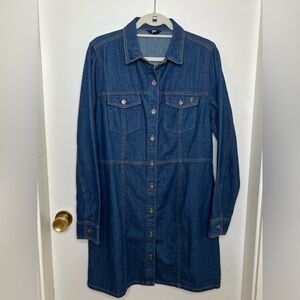 Frye Denim Above the Knee Dress, Long Sleeve, Dark Wash, Large, NWOT